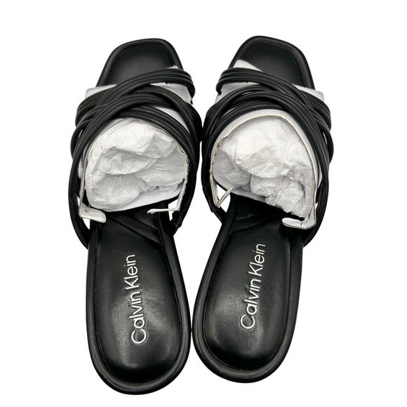 Calvin Klein Women's Black‎ Leather Terisa Slide Sandals Size 9M - Picture 7 of 12